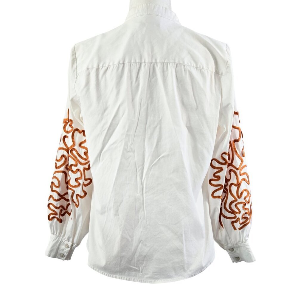 Chico's White Poplin Split Neck Button-Up Shirt E… - image 2